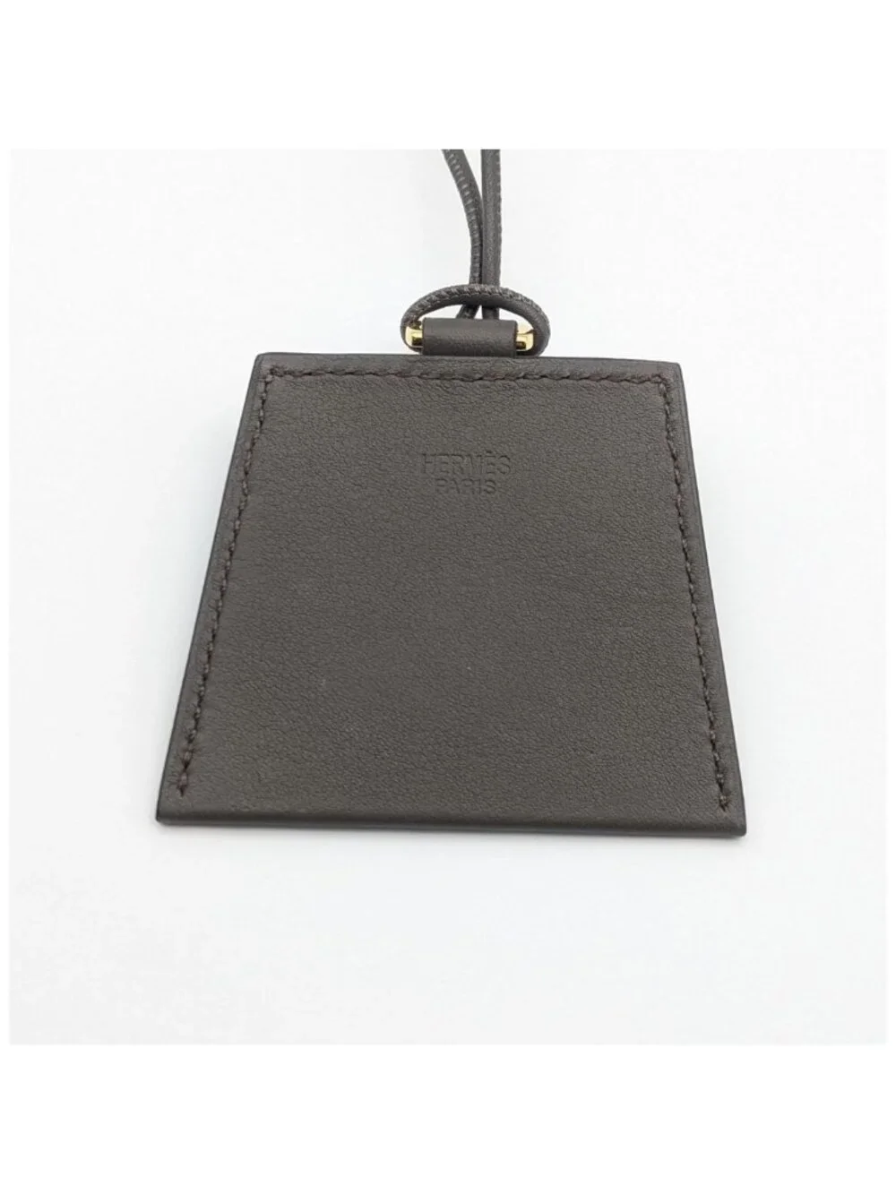 Hermes Montpetit Kelly GM Etain Leather Gray Gold Bag Motif Necklace